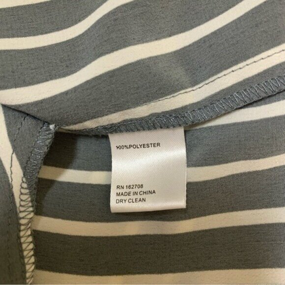 LDT Striped Balloon Sleeve Tunic Dress Gray White Modest Chic Oversized 12 - Picture 7 of 7